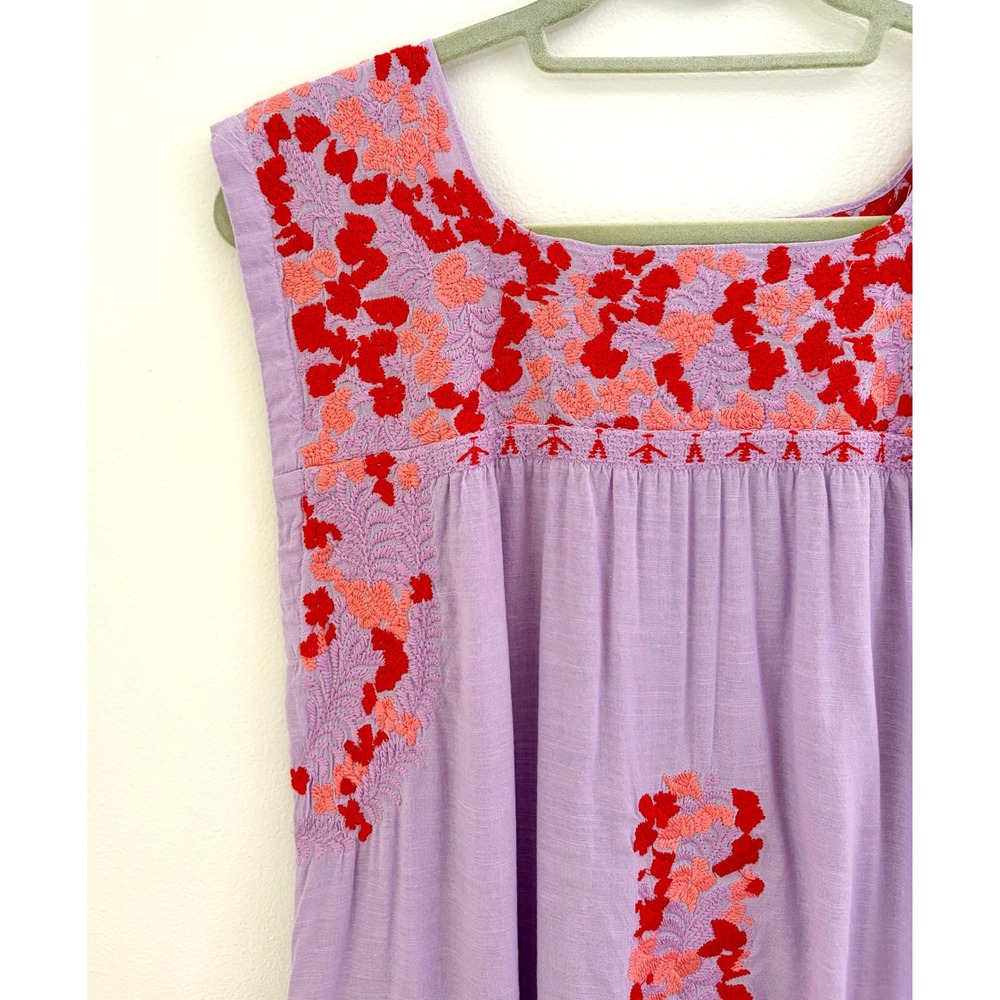 J.Marie Size S Lavender Embroidered Floral Shift Dress Boho Sleeveless Mini - Picture 2 of 5